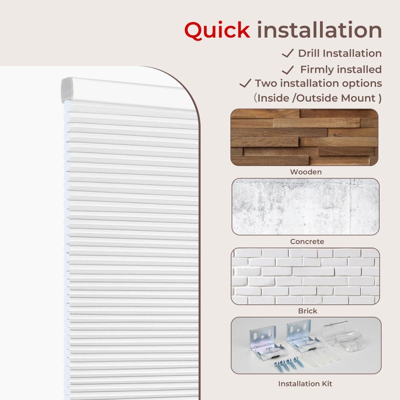 Allesin Cellular Shades Cordless, Light Filtering Honeycomb Blinds for Indoor Windows, Thermal Insulated Window Shades for Home Office Pull Down, Perfect for Bedroom/Living Room, White 36" W x 64" H - Image 5
